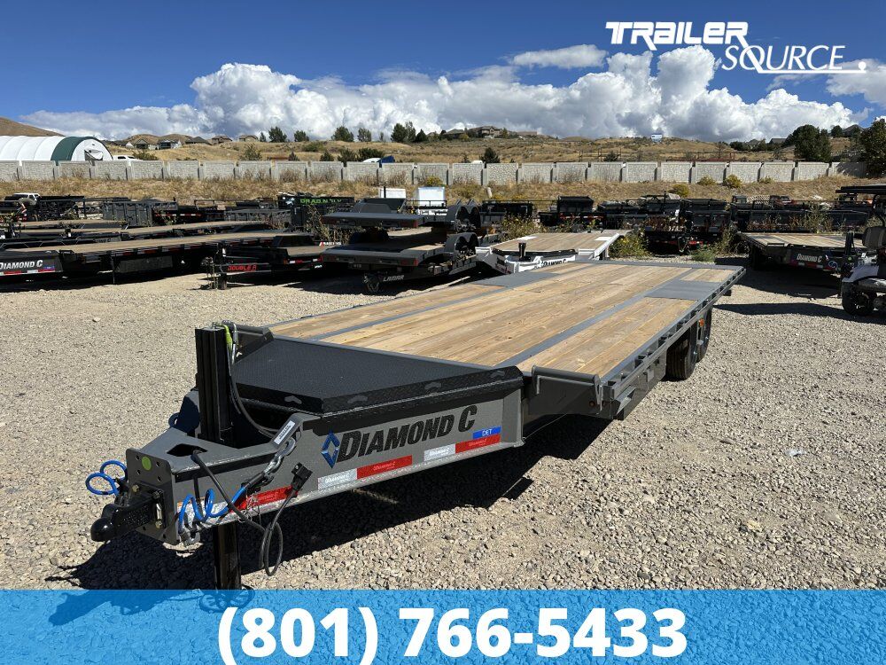 8.5x24 Diamond C DET 208 Deckover Tilt Trailer -  18K GVWR - Hydraulic Jack(s)