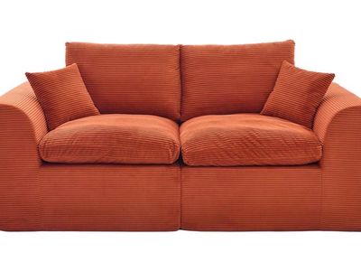 Brand new Modular Orange Corduroy Loveseat Couch with Matching Accent Pillows