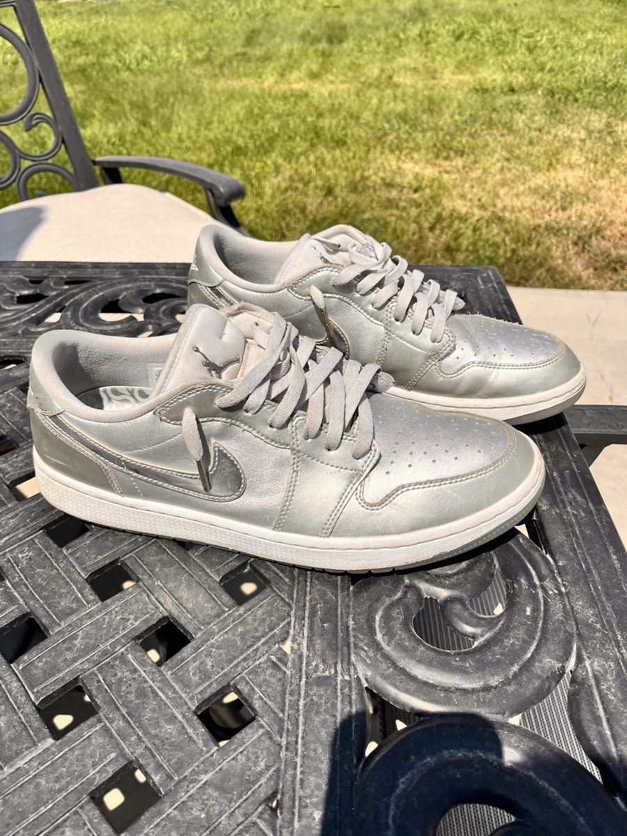 Air Jordan 1 Low Golf Metallic Silver Shoes Size 12