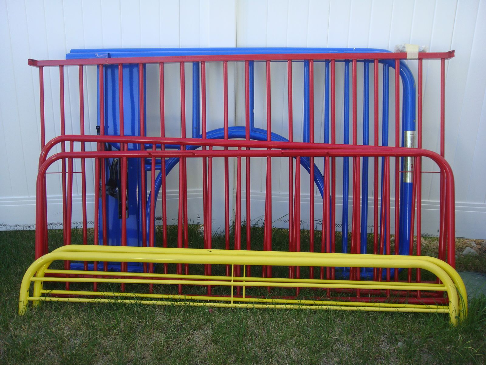 Kid's Toddler Bed Frame, Red/Blue/Yellow Metal Slats, Fun & Colorful Design, Great for Young Children