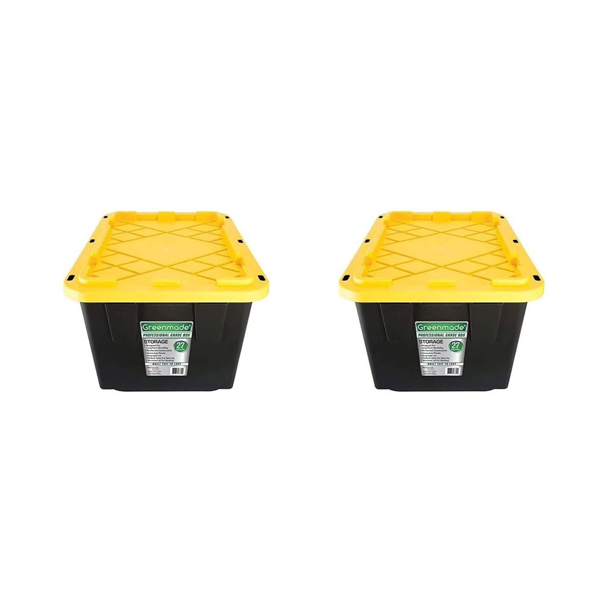 2pk Greenmade Snap Lock Storage Box 27gal