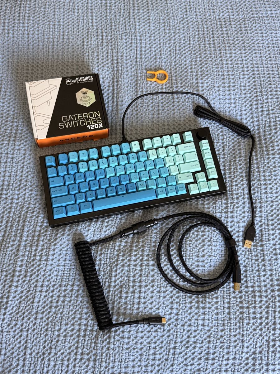 Glorious GMMK Pro Mechanical Gaming Keyboard, Custom Keycaps & Coiled Cable
