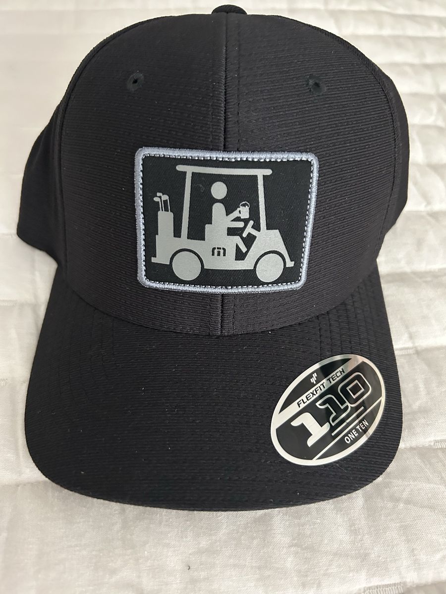 Travis Matthews Flexfit 110 One Ten Black Golf Cart Patch Golf Hat Cap