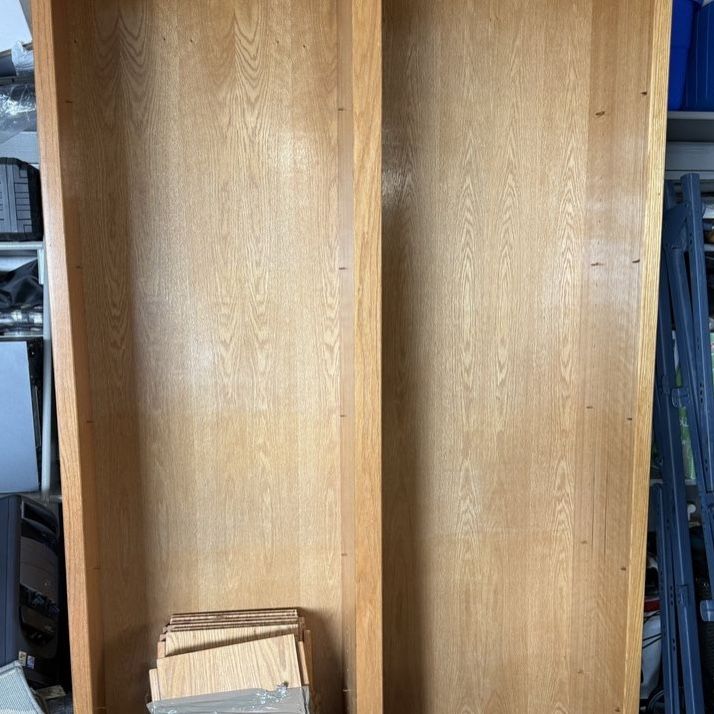 Large 7’ tall Wooden Bookcase - 2 Sections, Adjustable Shelves, Great condition!