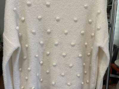Lumiere Ivory sweater with pom pom puffs dots women size Small $20 cash/enmo in Draper