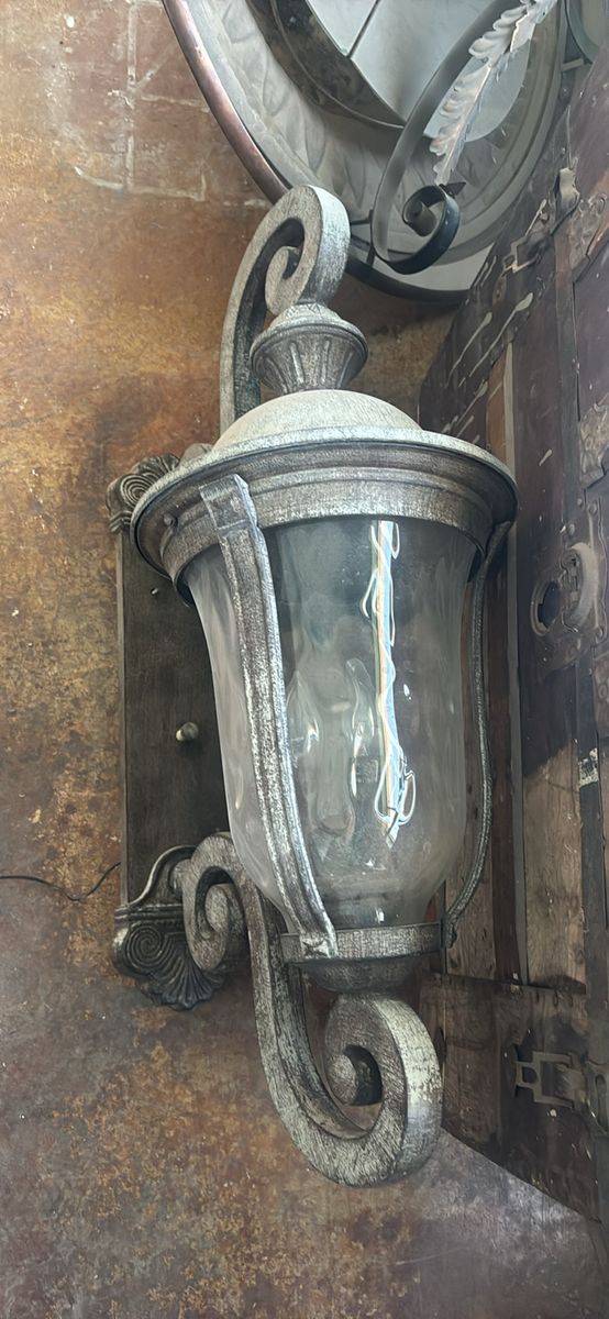 Set of 2 Vintage Rustic Outdoor Wall Sconce Lights Fixture distressed Silver Bronze Finish