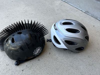 Krash Reaper Bike Helmet & Unbranded White/Gray Bike Helmet - Kid's Cycling Safety Gear Lot
