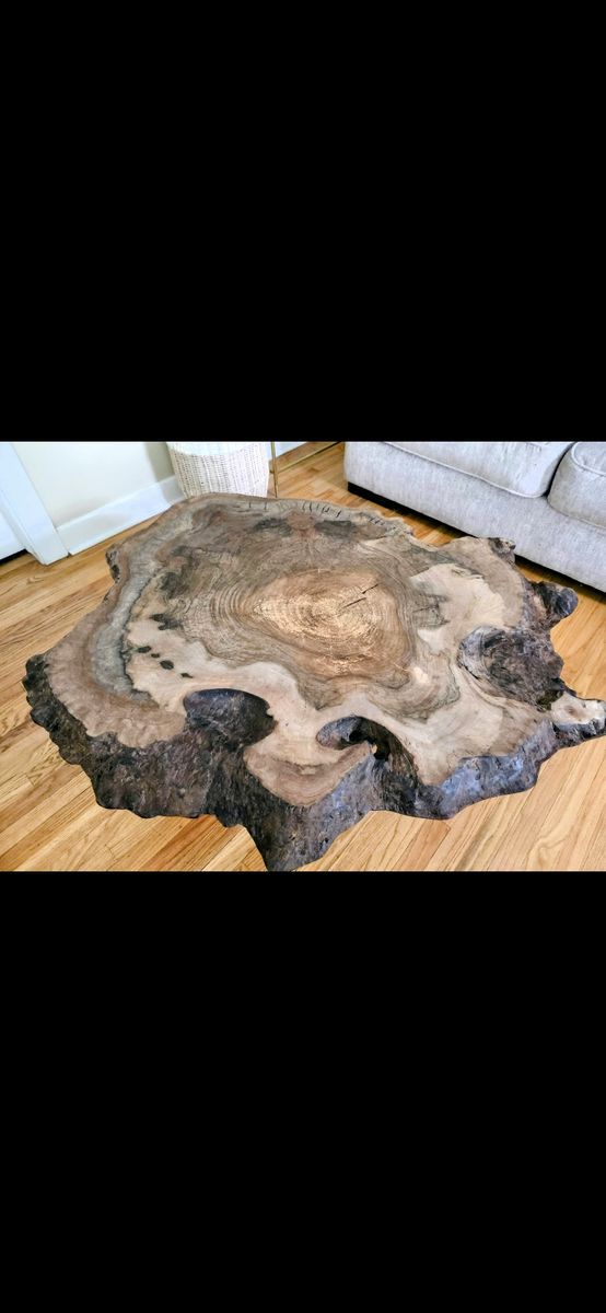 Black Walnut Burl Live Edge Coffee Table | Sleek Rustic