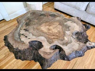 Black Walnut Burl Live Edge Coffee Table | Sleek Rustic