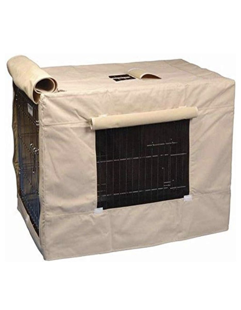 Large 42-Inch Folding Metal Wire Dog Crate with Canvas Cover