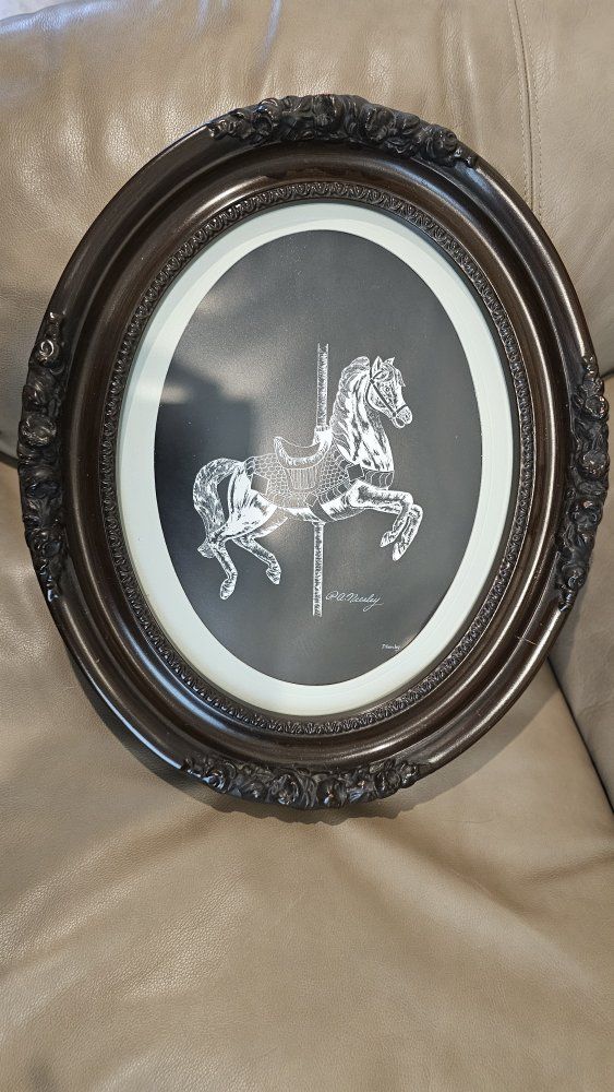 p.a. neesley  black and white carousel horse