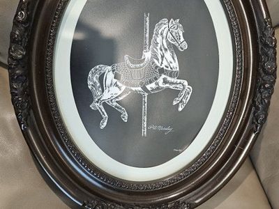 p.a. neesley black and white carousel horse