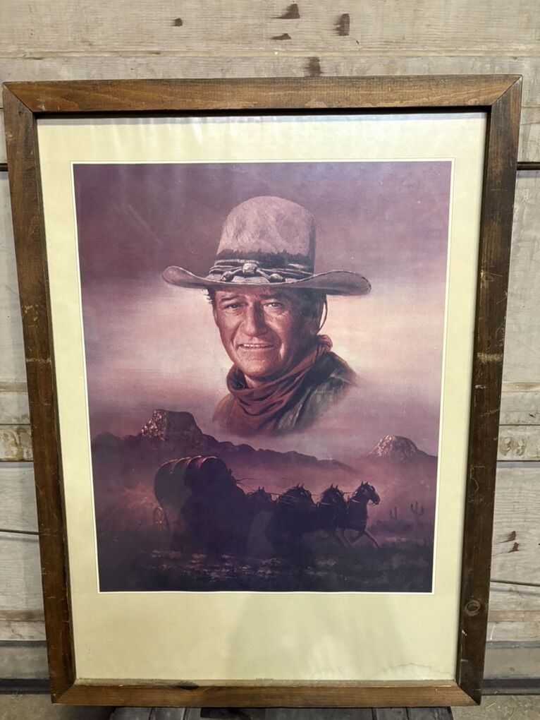 Vintage John Wayne Framed Print – Western Wall Art