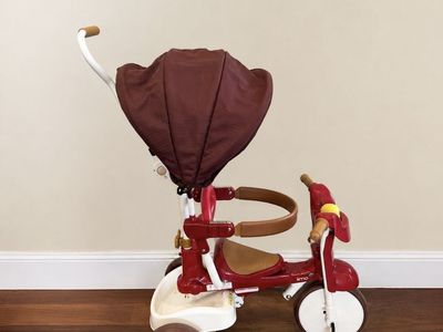 iimo Japanese Foldable Tricycle w/ Canopy & Push Handle - Like New