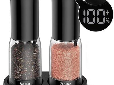 Electric Salt and Pepper Grinder Shakers Set with LED Power Display-Rechargeable