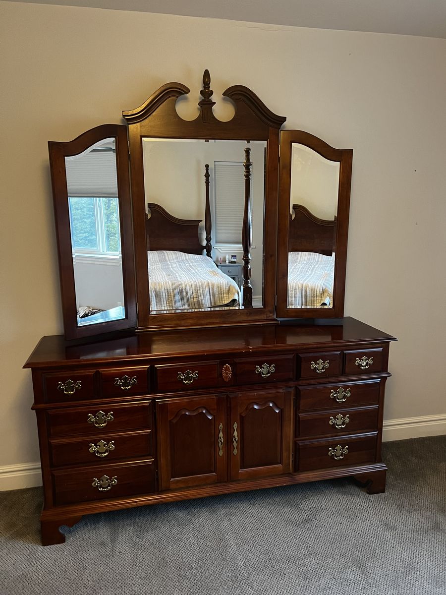 Solid Cherry dresser 70" W x 35 " H x 17" D $100 with nightstand