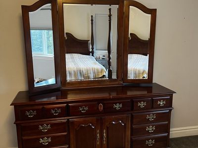 Solid Cherry dresser 70" W x 35 " H x 17" D $100 with nightstand