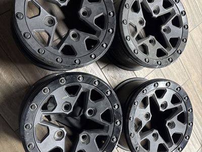 Set of 4 Ecopark 14x7 wheels, 4-lug, beadlock style.