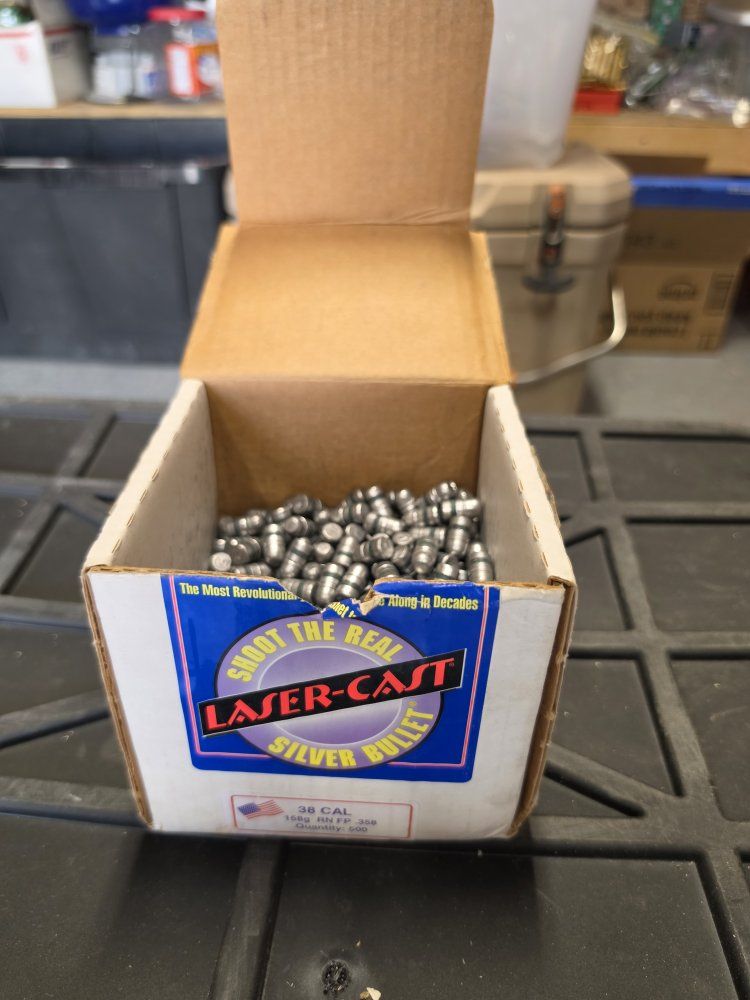 Laser-Cast .38 Caliber 158gr RN FP .358 Lead Bullets - Quantity approx 250