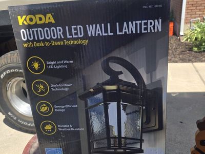 Koda Outdoor LED Wall Lantern with Dusk-to-Dawn Technology - Black, Energy Star Certified