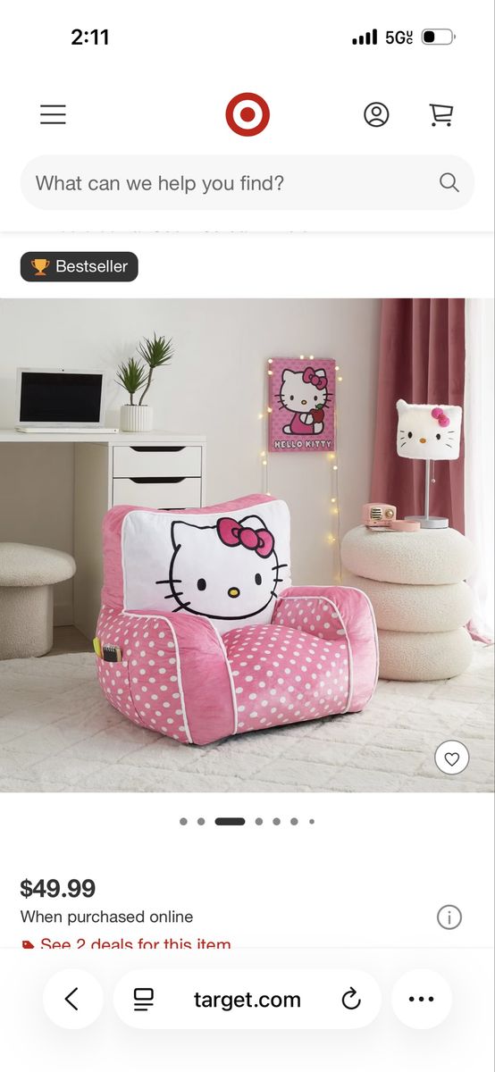 Hello Kitty Kids' Foam Plush Chair Pink