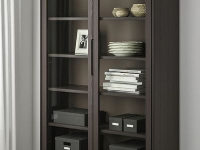 Glass Door Cabinet - Dark Brown