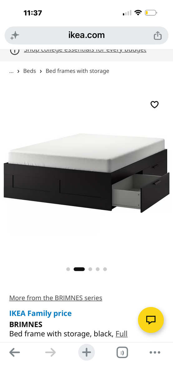 IKEA BRIMNES Queen Bed Frame with Storage, Black, Full