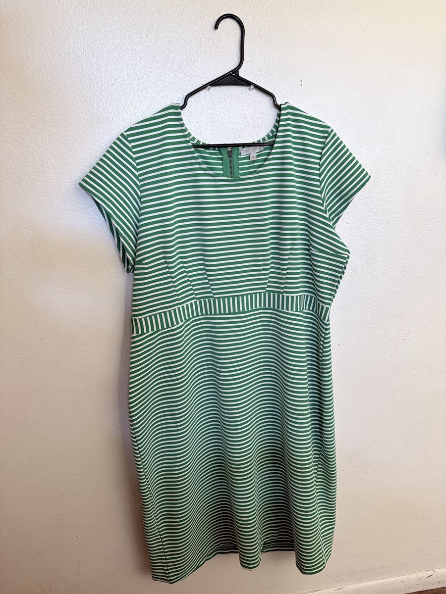 Green and white Down East dress