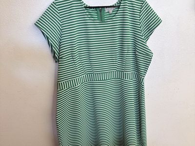 Green and white Down East dress