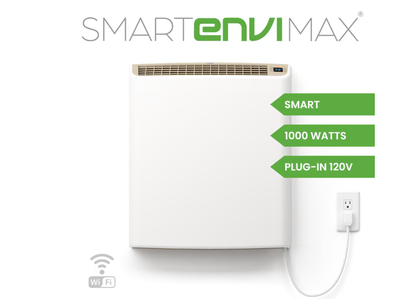 New in Box Envi Smart Max WiFi 1000 -Watt 120V Plug-in Convection Electric Panel Wall Heater