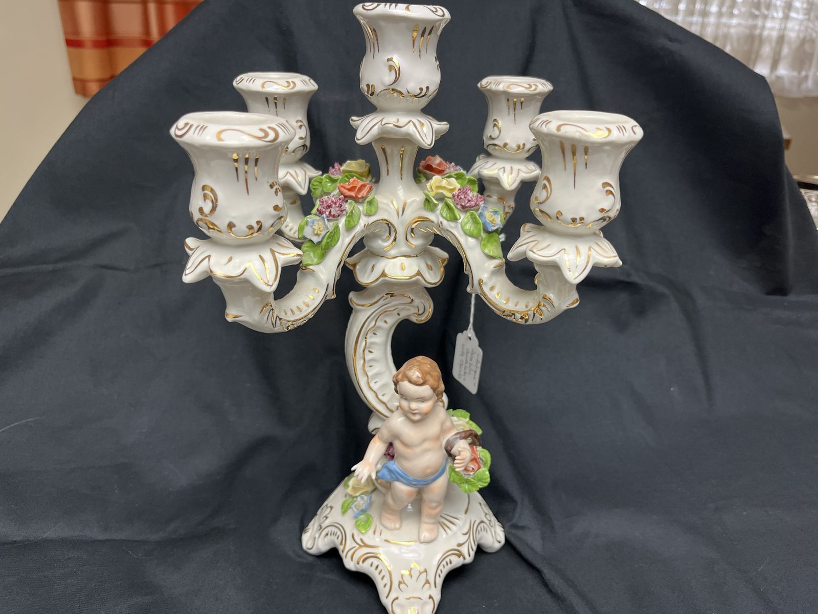 Porcelain Candelabra with Cherub