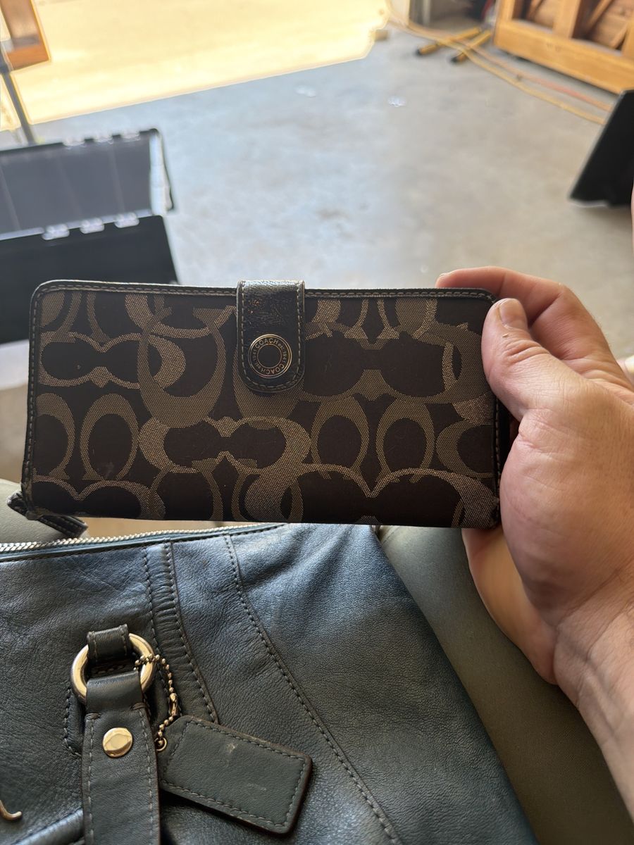Coach Signature C Coated Canvas & Leather Snap Wallet - Brown/Black