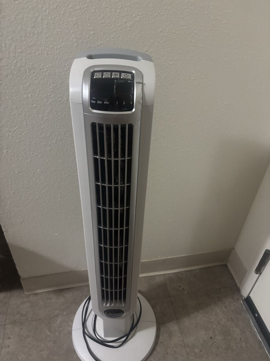 Lasko 2554 Wind Curve Tower Fan with Remote Control, Timer, and 3 Speeds - White/Grey