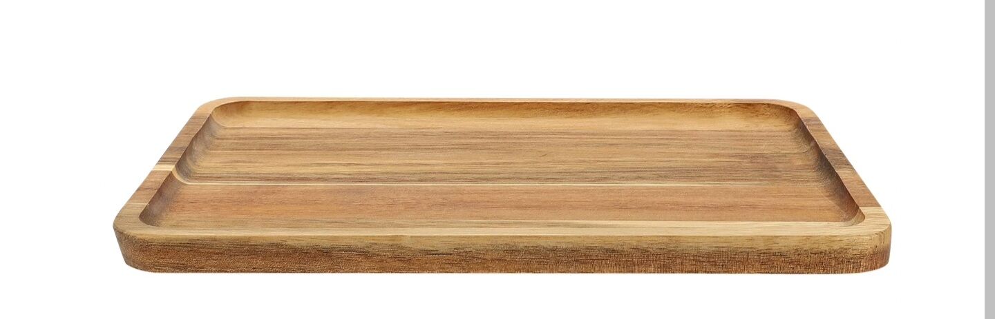 New in Plastic Wooden Serving Display Charcuteri Tray Smooth Surface 13.75 Inches