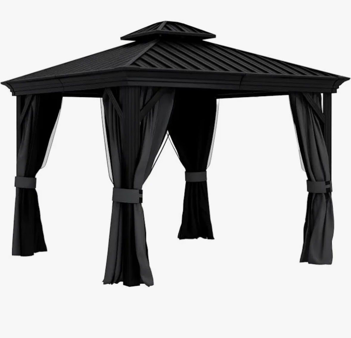 NEW Universal 10x12 Gazebo Replacement Privacy Curtains & Mesh Netting Set- Dark Gray