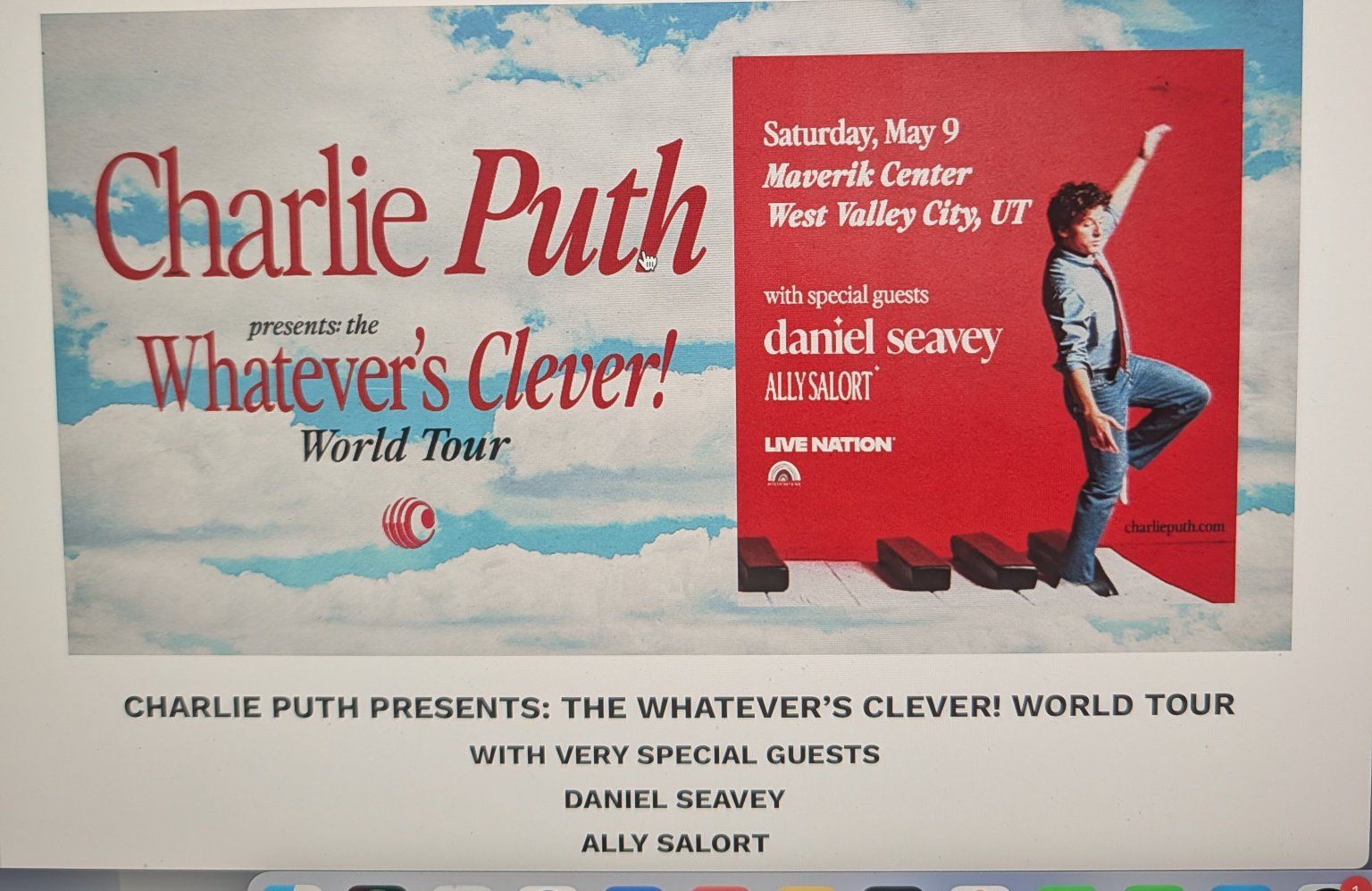 Charlie Puth Sat $50.00 eachr