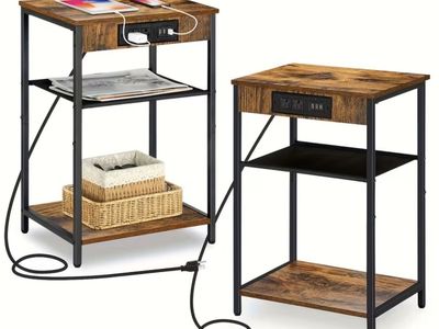 Nightstands with Charging Stations — Set of 2 (Brand New in Box)