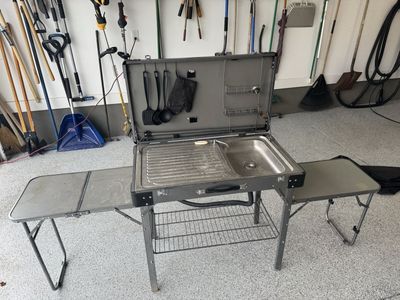 Portable Folding Camping Kitchen Station with Sink and Side Tables