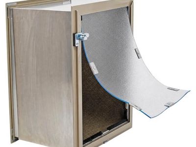 Hale Pet Door Wall Model, Adjustable Tunnel, Energy Efficient Double Vinyl Flaps, Locking Cover, Steel Corners