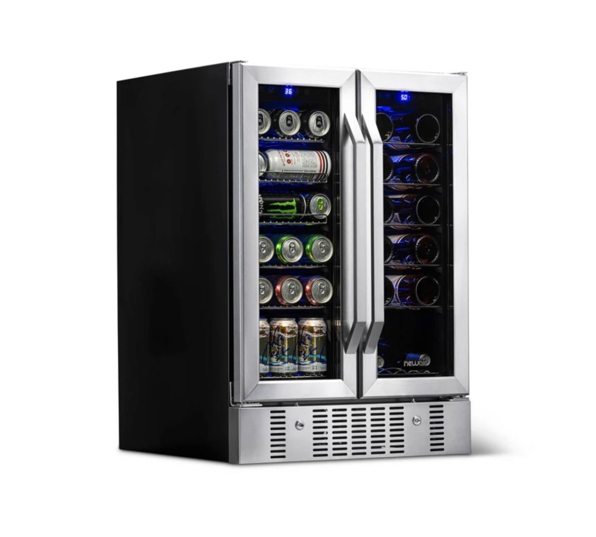 NewAir 24" Dual Zone Beverage Refrigerator & Wine Cooler for 18 Bottles & 60 Cans