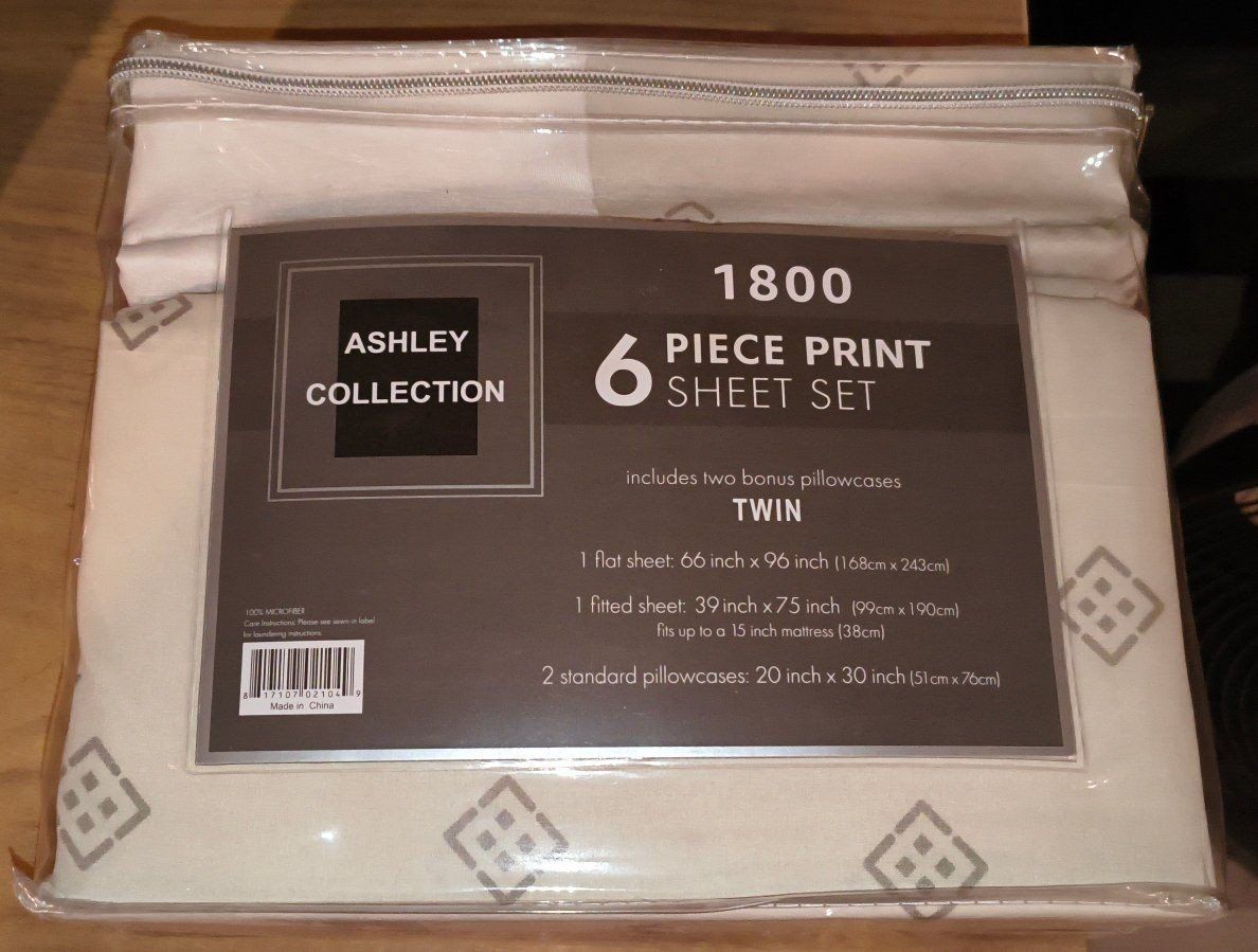 Ashley Collection 1800 6-Piece Print Sheet Set Twin Size New