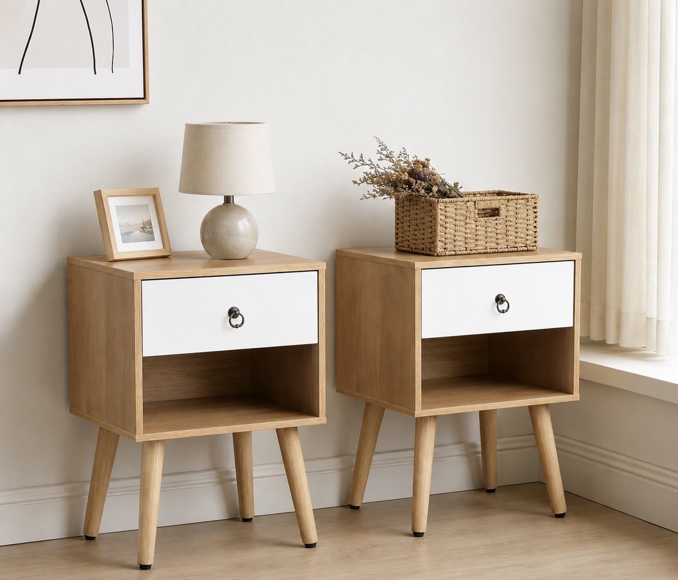 Modern Mid-Century Nightstands — Set of 2