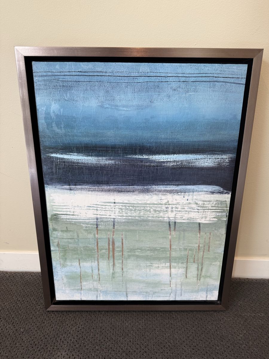 Paragon Picture Gallery McAlpine Abstract Framed Wall Art 25"h X 19"w Blue Green White