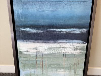 Paragon Picture Gallery McAlpine Abstract Framed Wall Art 25"h X 19"w Blue Green White