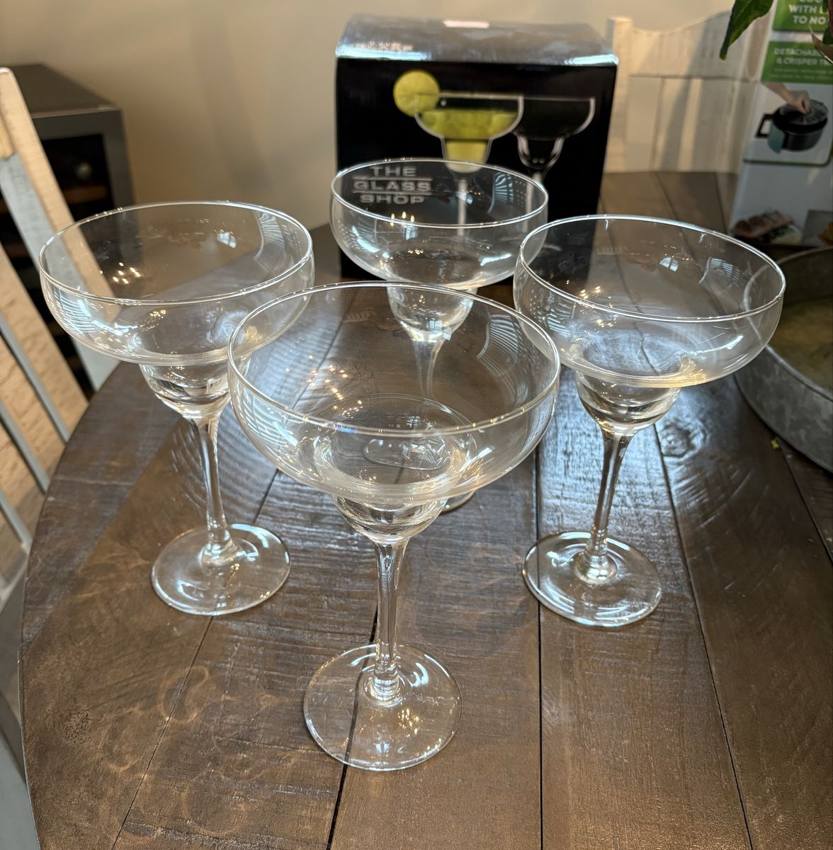 The Glass Shop Margarita Cocktail Glasses - Set of 4, Clear Glassware