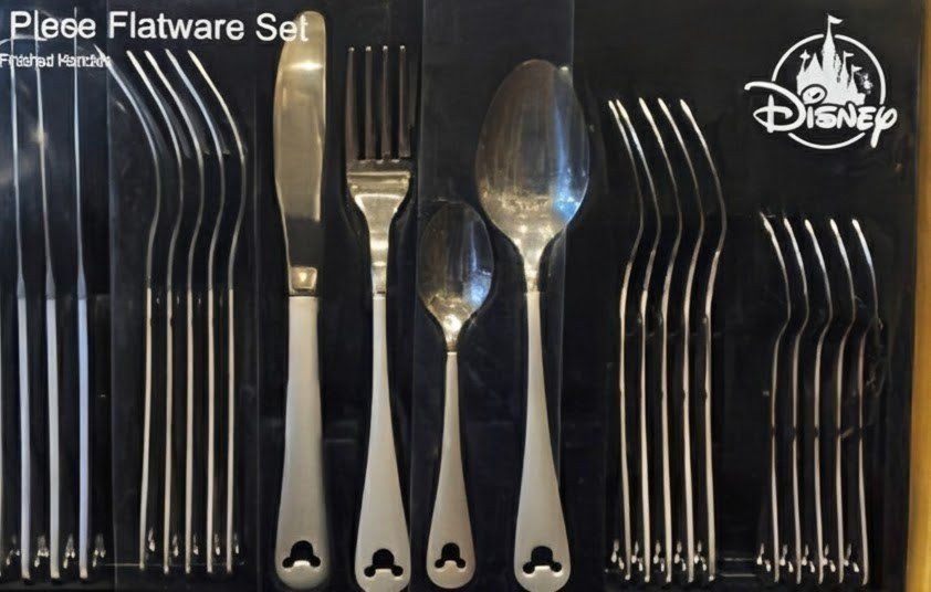 Disney Parks 24 Piece Flatware Set Icon Mickey Mouse Silverware Finish NEW