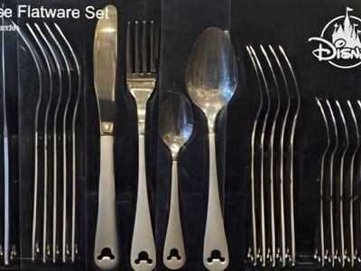 Disney Parks 24 Piece Flatware Set Icon Mickey Mouse Silverware Finish NEW