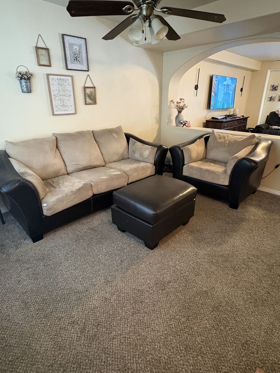 Sofa, chair, ottoman
