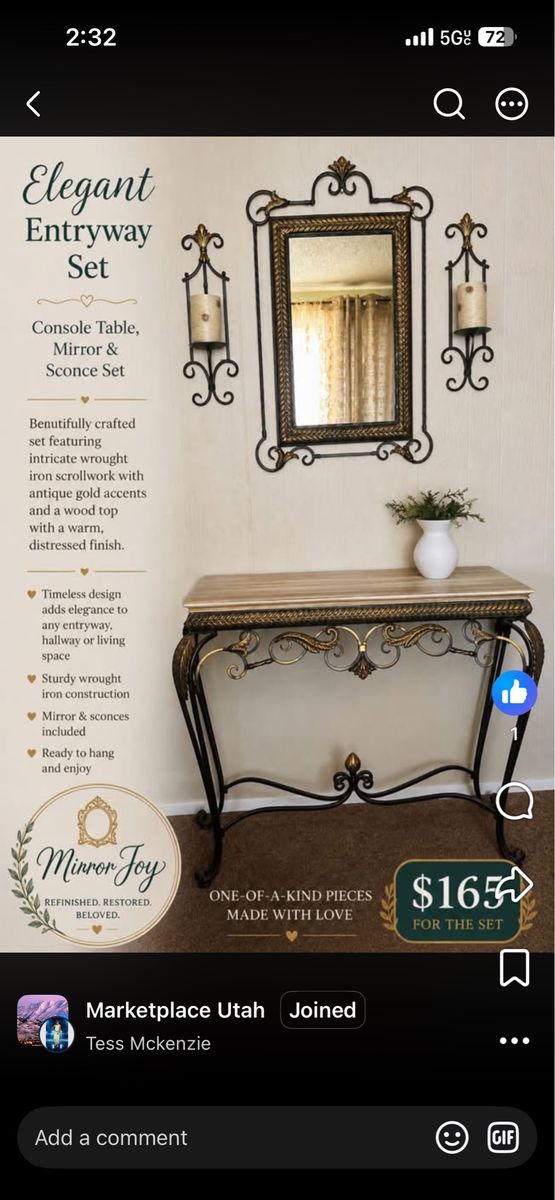 Elegant Entryway Set - Console Table, Mirror & Sconces