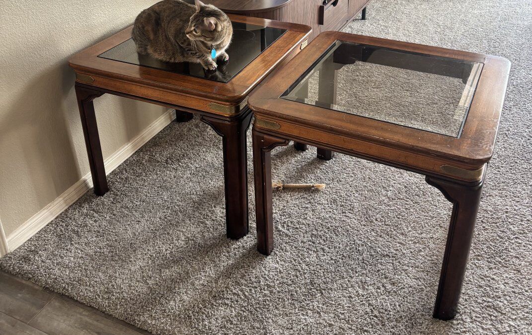 wood+glass end tables